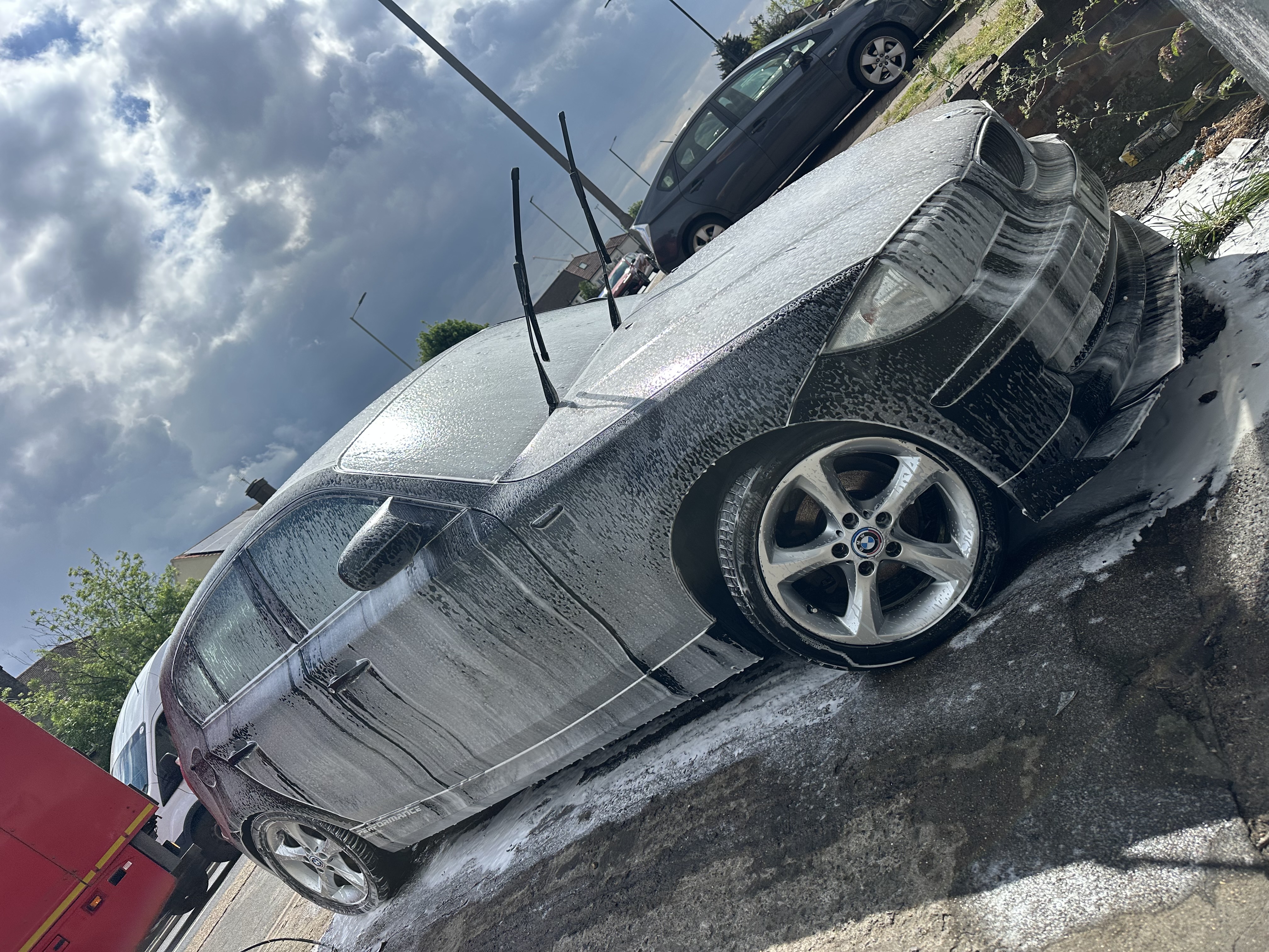 BMW 118i exterior during wash
