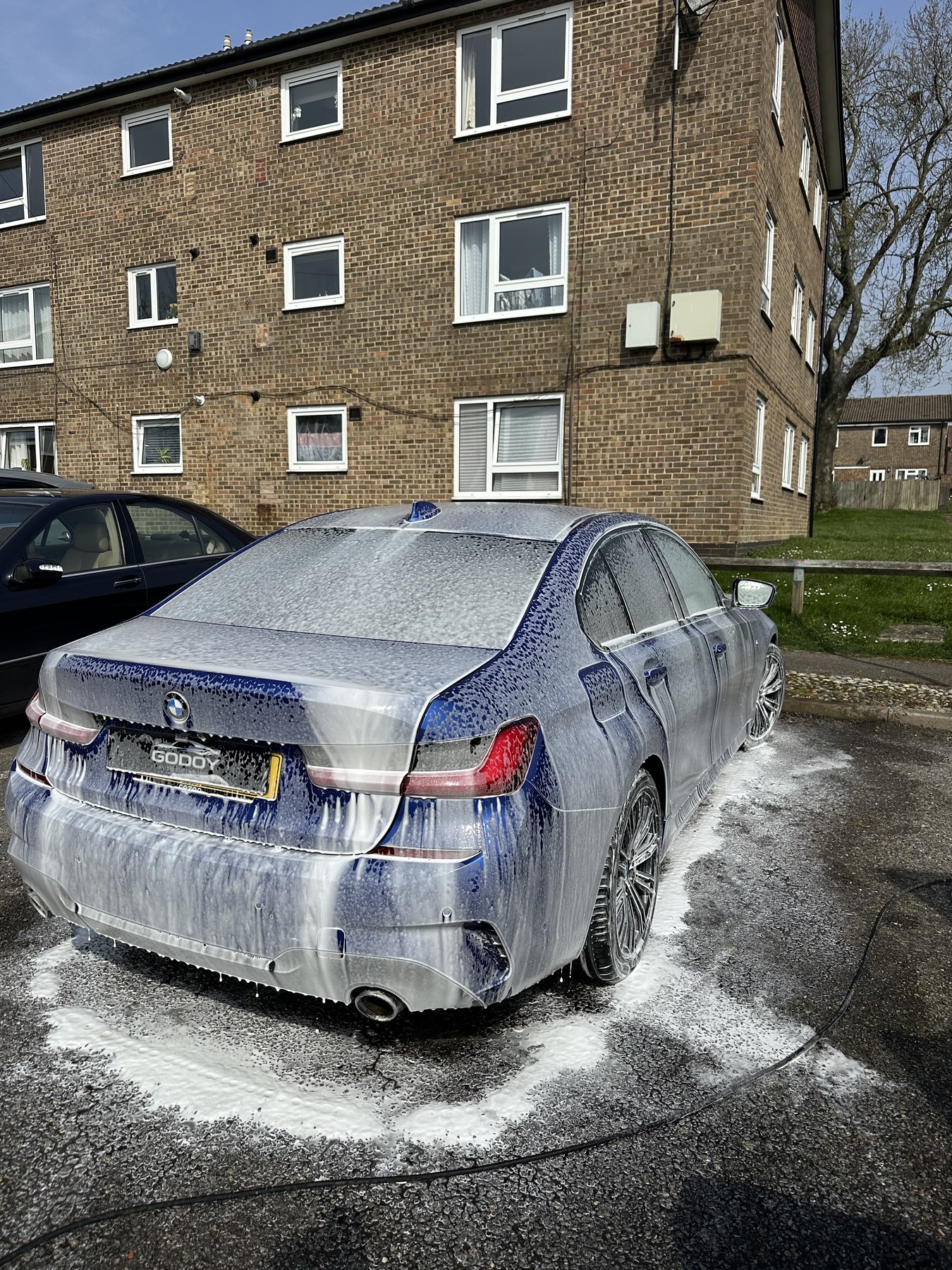 BMW Touring foam wash before detailing
