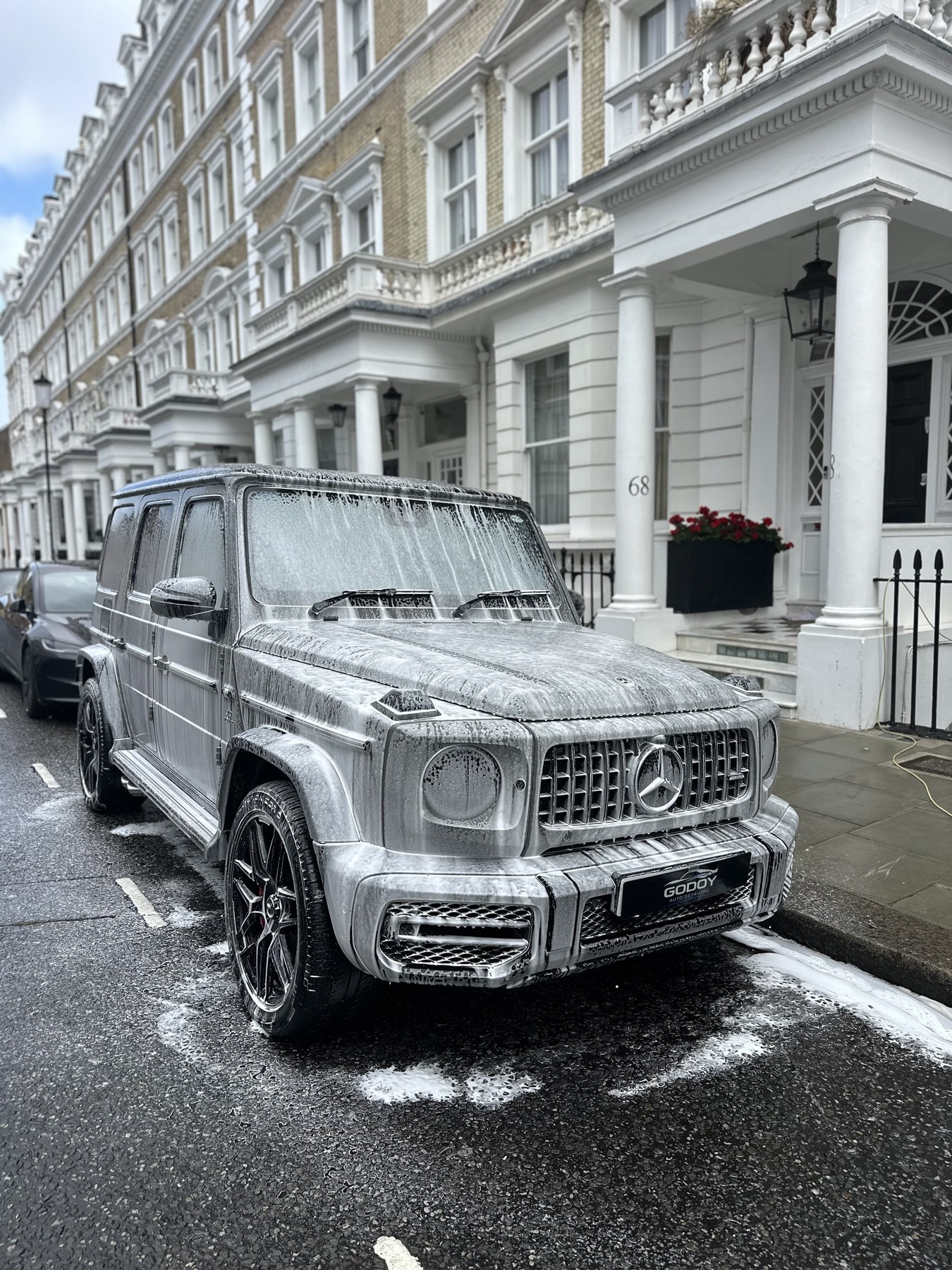 Mercedes G-Wagon foam wash before detailing