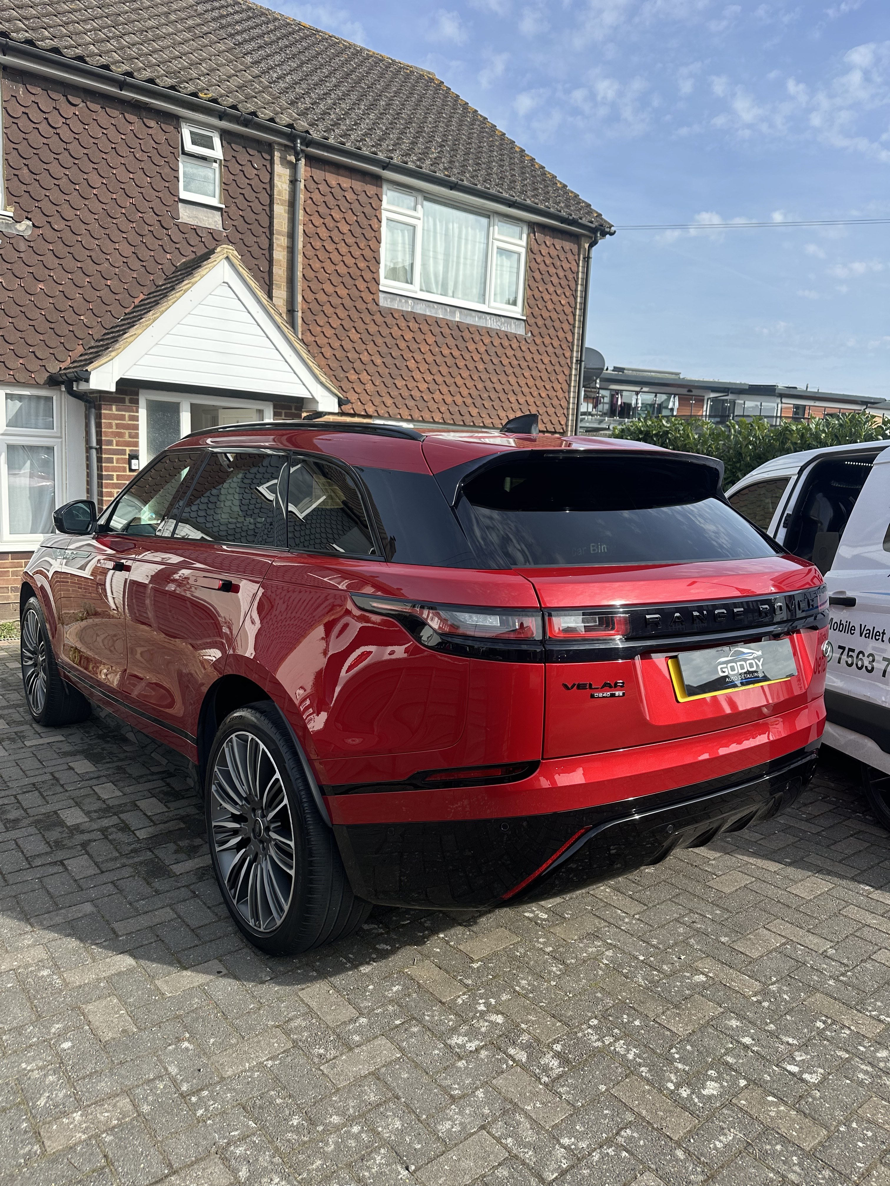 Red Range Rover Velar rear finish